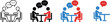 © Sheikh - Cartoon communication icon illustration with people, table, and speech bubbles for meeting and discussion design