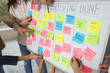 © Pixel-Shot - Group of young people working with business plan on Kanban board in office