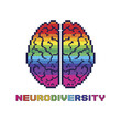 © PUWZ - Vibrant Pixelated Brain Rainbow Illustration Celebrating Neurodiversity in a Digital Art Display