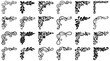 © Design Paradise - Collection of ornamental floral corners with baroque filigree and swirl leaf motifs for decorative borders