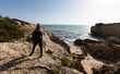 © Angelov - Travel vacation. middle age woman hiking at trekking trail on seashore in Algarve, Portugal.