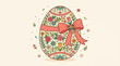 © krisnanto - Beautifully decorated Easter egg illustration featuring intricate floral patterns and a charming polka dot bow, symbolizing spring celebration and holiday joy