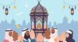 © ArchVista Studio - This illustration depicts a man in traditional Arabic attire in a moment of prayer, conveying peace and spirituality. Ideal for content related to fai