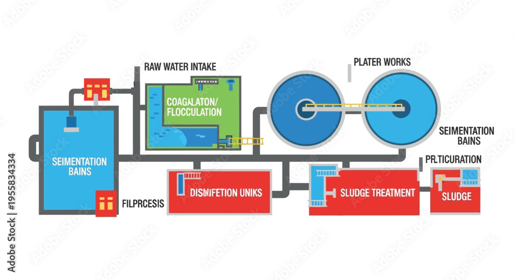 Purification Images Diagram illustrating the stages of a typical water purification process ...