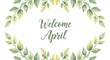 © hasan - elegant april welcome wreath with fresh green leaves and calligraphy