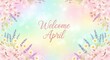 © zella - Watercolor April welcome banner with floral spring border design