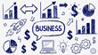 © luck - A vibrant abstract graphic illustrates business concepts with various symbols.