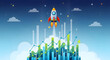 © joe - Rocket Launching Above Growing Charts