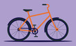 © Gofur Artistry - Simple orange bicycle illustration on a purple background, side view of a two-wheeled vehicle for leisure and transport.