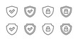© twenty-icons - shield security icon set. safety, protection symbols. security icon with check mark and lock sign. outline icons Vector illustration