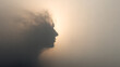 © Anton Popov - Mental health concept with human face dissolving into soft light and dust, symbolizing emotional fading, stress, anxiety, inner struggle, and gradual recovery, awareness and transformation.