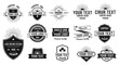 © Ameer Muawia - Collection of vintage badge and emblem designs with sunburst elements and customizable text areas