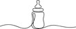 © Parboti - baby bottle continuous one line drawing, continuous line of baby pacifiers. one line drawing of baby pacifiers isolated white background. Continuous editable line drawing of baby bottle. Baby milk