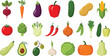 © EdGe Creative - Fresh vegetables collection with tomato carrot eggplant pepper cucumber potato corn onion healthy food set vector illustration design