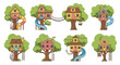 © HOLYLINE ART - Colorful treehouses connected by bridges and slides in a playful scene