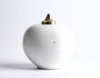 © Maxime - White Ceramic Vase Gold Lid Minimal Studio White Background