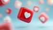 © Huzaifaali66 - A red social media like button with a white heart floats in the air