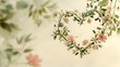 © Magic - A delicate heart-shaped floral wreath with pink flowers and green leaves on a soft background