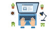 © Imdadul_Studio - Person typing on a laptop with office supplies and plants nearby