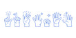 © Sofiqul - A collection of various human hand gestures displayed in a minimalist blue line art graphic style Vector