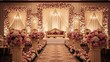 © Rohmat - A luxurious wedding reception with a beautifully decorated aisle and stage