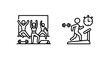 © Most - Group exercise and treadmill workout icons for fitness, personal training, health, and active lifestyle promotion, fitness icon