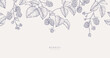 © merfin - Background with blackberries or raspberries and brunch. Detailed hand drawn ink floral illustration for invitation, wallpaper art or save the date card