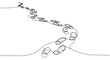 © Line Home - Human footprints path in continuous one line drawing for journey and progress concept