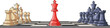 © MdNipon - Chess strategy concept with opposing teams and central king, business competition and leadership idea flat vector illustration