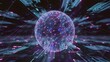 © happie - Violet AI neural network sphere in digital void – Ideal for advanced algorithms, supercomputing, or future science concepts.