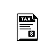 © skarida - Tax document icon for finance and payments, tax document payment symbol in black and white vector