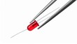 © ruangrit19 - Red LED Diode Being Held by Tweezers on a White Background for Electronic or Science Projects.