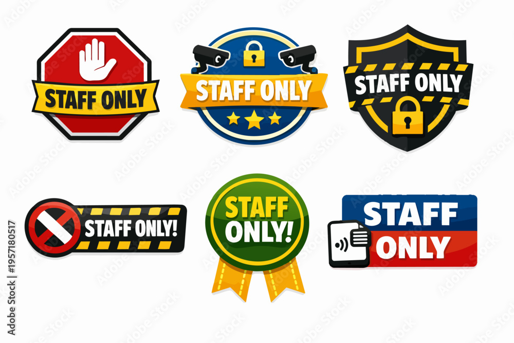 Vector de Stock Staff only signs and labels set, indicating access ...