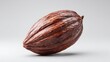 © Generative AI - Single Ripe Cocoa Pod on a Neutral Background Displaying Rich Brown Textures and Natural Grooves