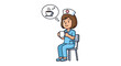 © CreativeAkash099 - A cheerful nurse sits and dreams of a warm beverage depicted in a simple cartoon silhouette high quality professional detailed modern
