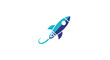 © waroh - Blue and Teal Rocket Ship Launching Upwards with Swirling Exhaust Trail