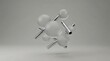 © Suryani - Abstract 3D render of a geometric composition with spherical and cylindrical elements on a neutral background, representing molecular structure or scientific research