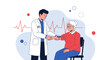 © budi - Doctor examining elderly woman's pulse, cardiology concept, healthcare illustration