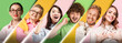 © master1305 - Multi generation diverse people portraits in colorful diagonal composition. Concept of age diversity, inclusivity, target audience diversity, corporate culture and HR branding visuals.
