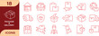 © top3 - set of 30 line web icons related to supply chain  value chain  logistic  delivery  manufacturing  commerce. Outline icon collection. Vector illustration. Editable stroke