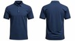 © Jimmi - Front and back views of a navy blue polo shirt showcasing its design details and casual style against a clean white backdrop for versatile use