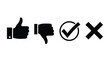 © Sogir - Four black hand symbols showing approval disapproval and correctness silhouette
