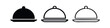 © liubomir118809 - Round serving cloche or food cover icon set in three styles, isolated on white background. Vector illustration for design.