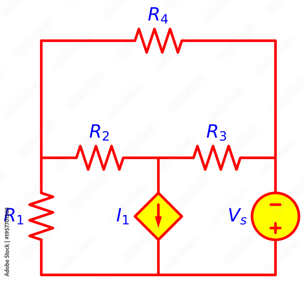Editable Electrical Circuit with Controlled Current Source, Resistor ...