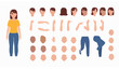 © Md - Female character creator kit with mix and match body parts flat vector illustration