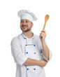 © New Africa - Professional chef with spoon on white background