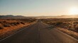 © Eira - Vast desert road disappearing into the golden sunset, symbolizing an endless journey