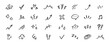 © Polina Tomtosova - Line element movement hand drawn set. Line doodle sketch hand drawn movement effect icon pencil brush chalk stroke. Cute comic manga emoji emotion stars sparkle heart expression. Vector illustration