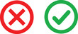 © JESMIN - A pair of red cross mark and green check mark symbols isolated on a plain white background surface Vector