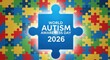 © R_A_N  - World autism awareness day 2026 banner with colorful puzzle piece background and central blue jigsaw element